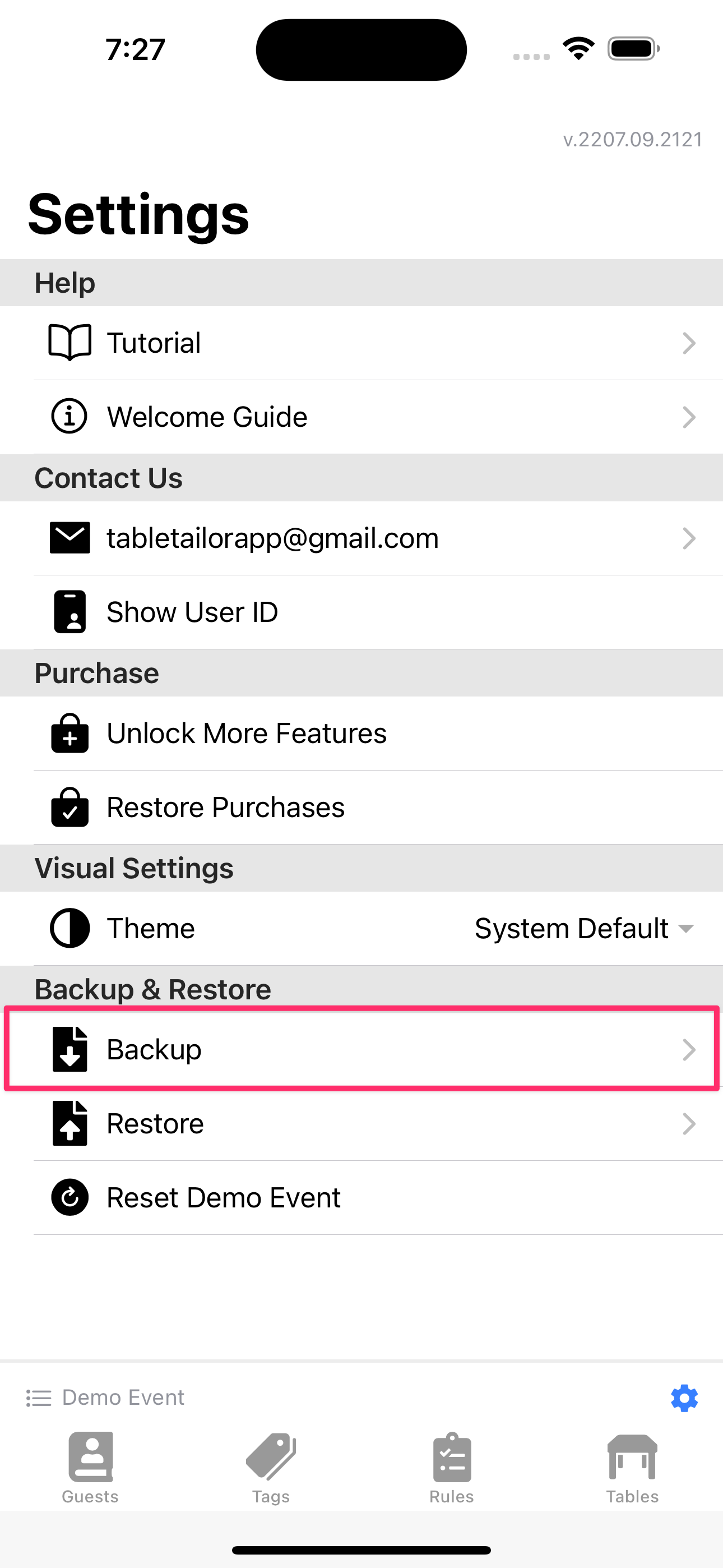 Start Backup Process