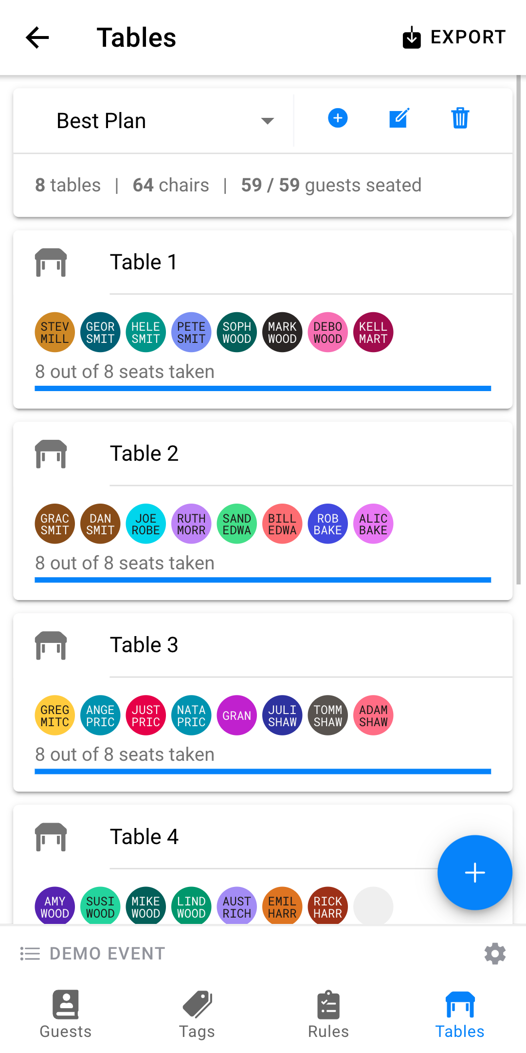 Select Tables Tab