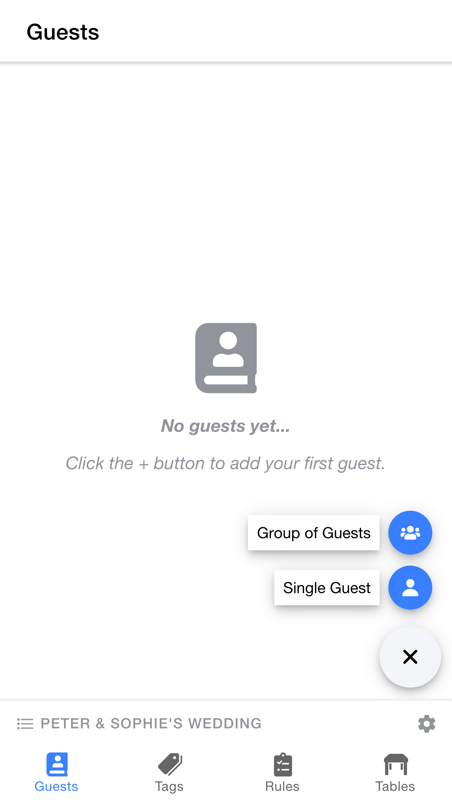Add guests button