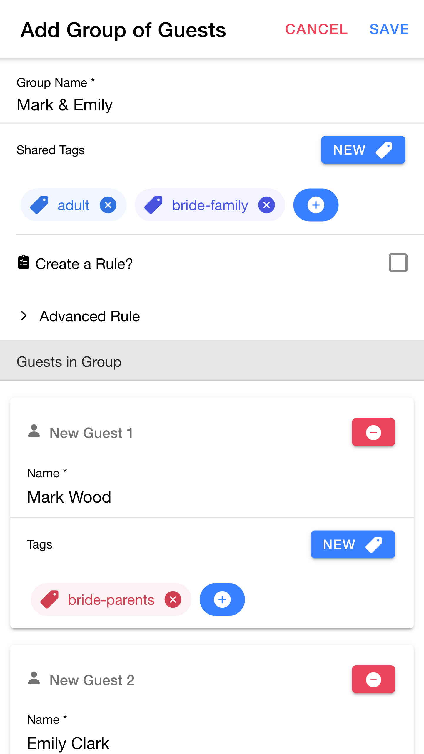 Adding a group for Sophie's parents