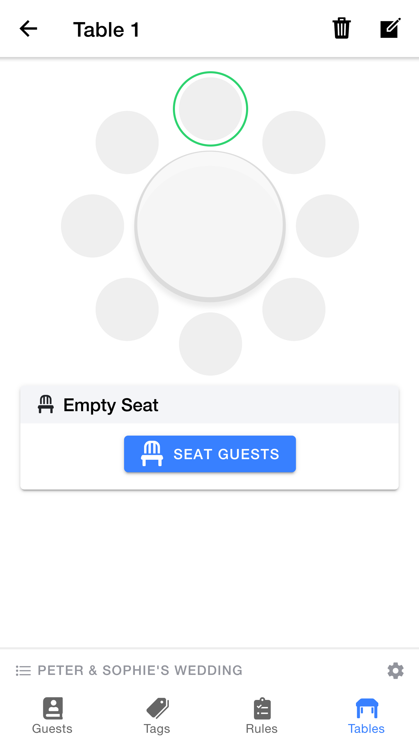 Selecting a seat
