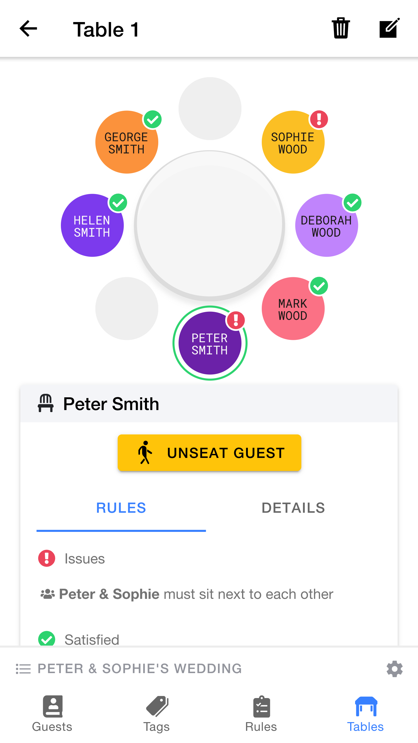 Seating Peter's parents