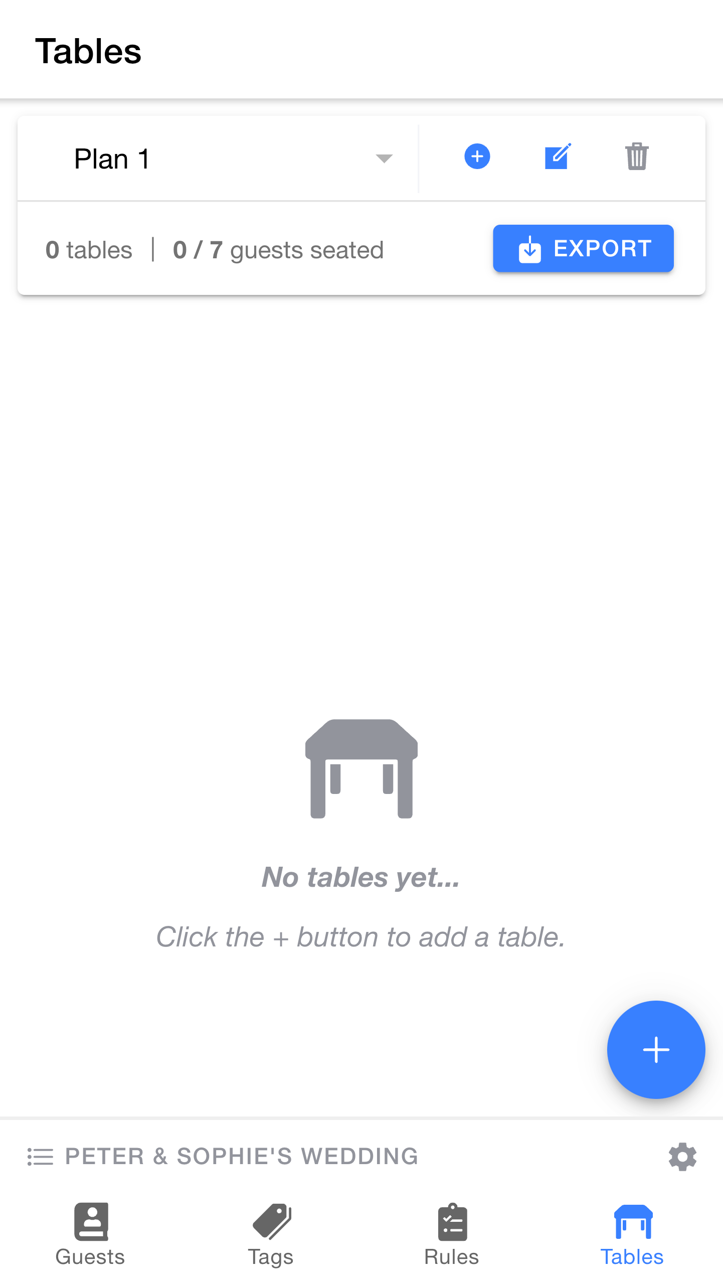 Empty table list